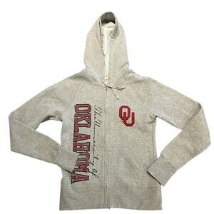 OU University of Oklahoma Youth Medium Gray Full Zip Hoodie w/Team Logo by Soffe